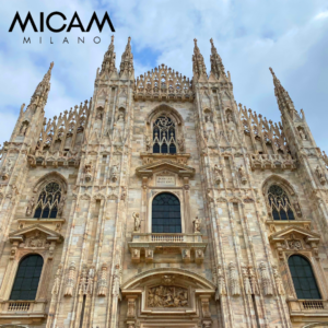 MICAM Milano logo and Milan Duomo